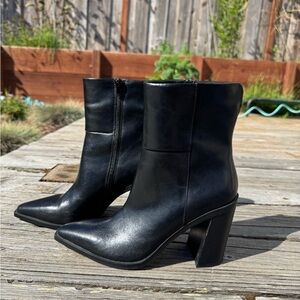 Steve Madden Silvee Black Leather Ankle Boots